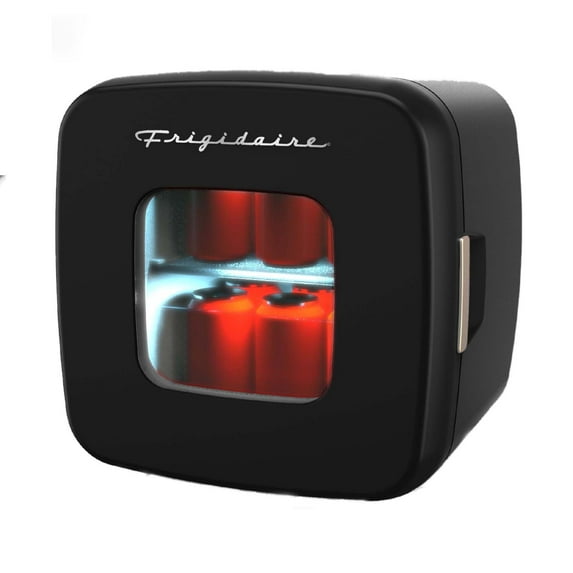 Frigidaire Retro 12 Can Mini Beverage/Skincare Cooler, Black, Compact Refrigerators
