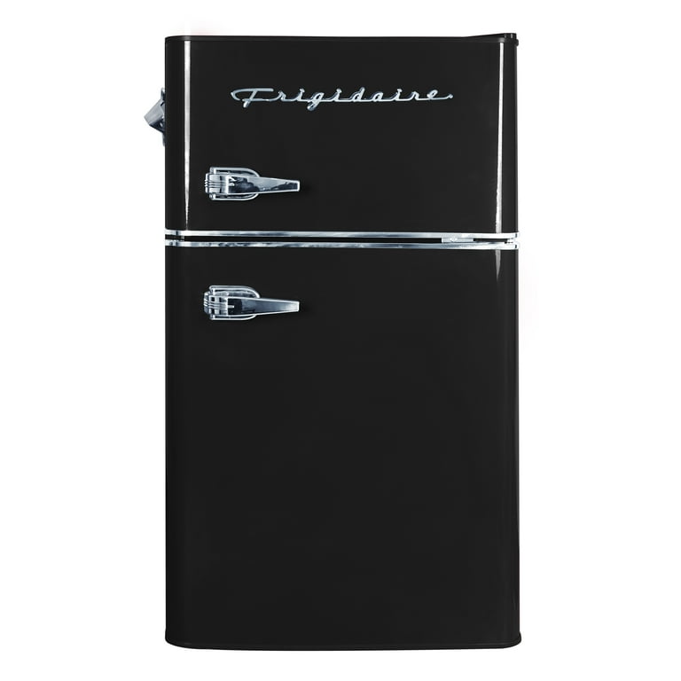 Frigidaire 3.2 Cu ft. 2 Door Retro Compact Bar Fridge with Freezer and Side Bottle Opener EFR840 Black