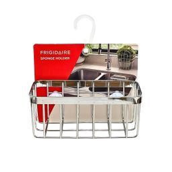 Frigidaire Aluminum Sponge Holder for Kitchen Sink with Suction Cups, Silver
