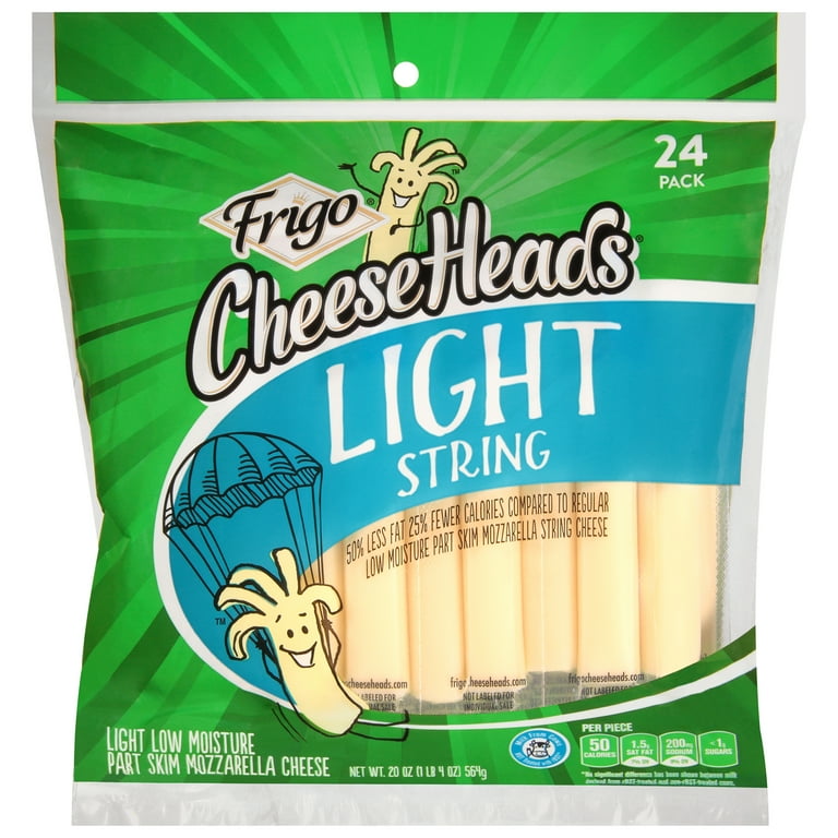 Frigo Cheese Heads Light Mozzarella String Cheese Snacks 20 oz 24 Count