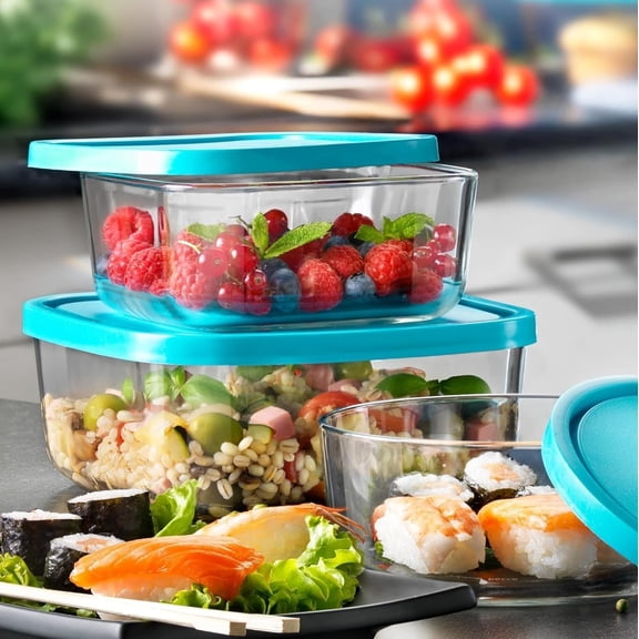 Frigoverre Square Glass Food-Storage Containers with Lids, Set of 3
