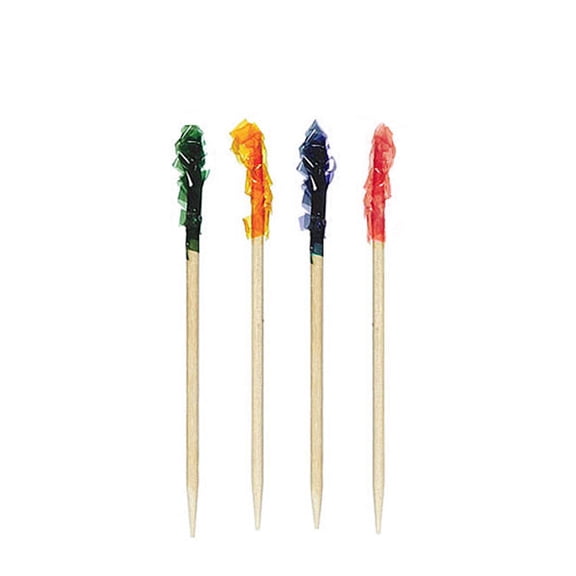 5000 Count | KingSeal Club Frill Sandwich Toothpicks, Assorted Colors, 3.75 Inch Length, Bamboo Wood - 5 Boxes x 1000 Each