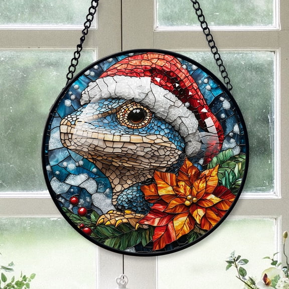 Frilled Lizard Ornament Christmas 2025, Frilled Lizard Stained Glass Window Hanging  Vibrant Glass Art Ornament, Great Gift for Lovers