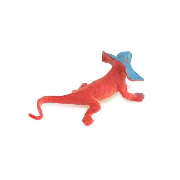Frilled Lizard, red and blue color, Rubber Reptile, Hand Painted, Educational, Realistic, Diorama Model, Figurine, Gift, 2 1/2 Inches. WR40 B197