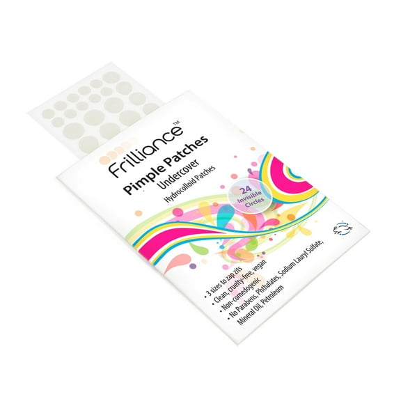 Frilliance Invisible Clear Circle Hydrocolloid Acne Pimple Patches for Zits and Blemishes (24 Count, 3 Sizes) Spot Treatment Stickers for Face & Skin, Vegan and Cruelty Free