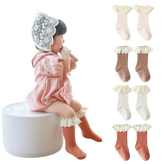 Frilly Lace Baby Girls Socks Baby Socks Cream White Pink Newborn - 3 year