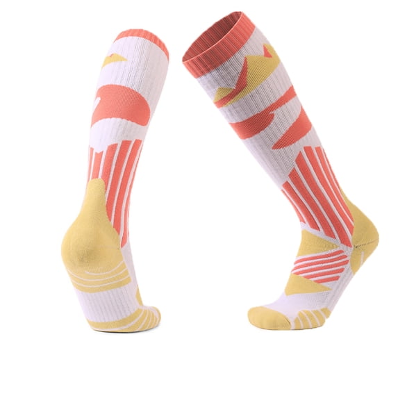 Frilly Socks Women Womens Thermal Hiking Ski Socks - Mid-Calf Cushioned Tube Sock for Winter Sports, Outdoor Activities Orange One Size