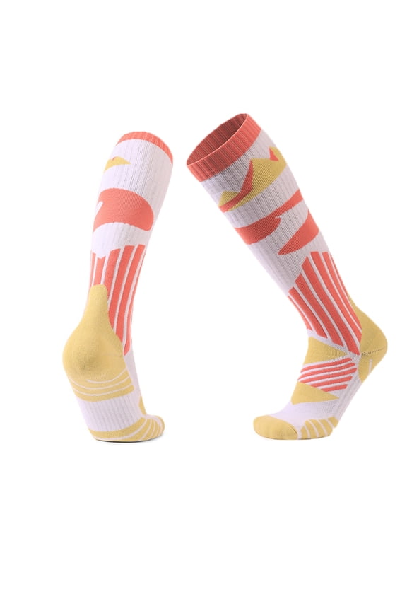 Frilly Socks Women Womens Thermal Hiking Ski Socks - Mid-Calf Cushioned Tube Sock for Winter Sports, Outdoor Activities Orange One Size