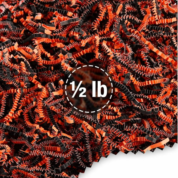 Frillz Crinkle Cut Paper Shred Filler for Baskets, Gifts, Packing and Protecting your Halloween, Fall Festival, Birthday and other events (1/2 pound, Halloween Mix)