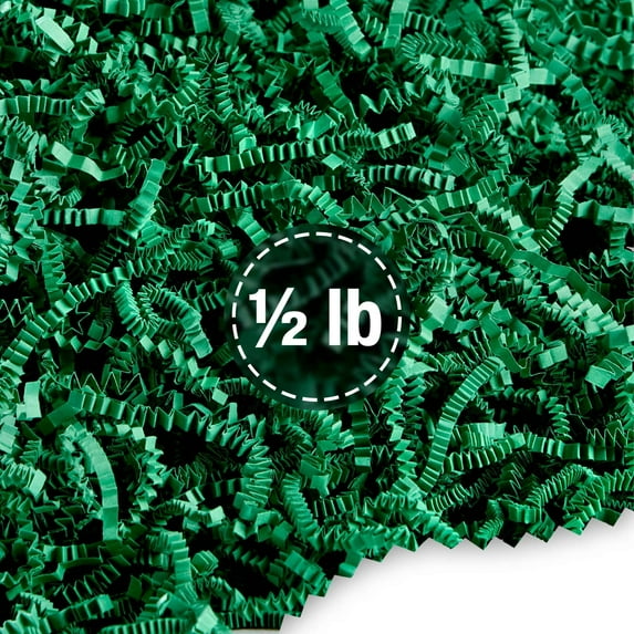Frillz Crinkle Cut Paper Shred Filler for Baskets, Gifts, Packing and Protecting your Holiday, Birthday, Weddings, Anniversary, Valentines Day, and other gifts (1/2 pound, Pine Green)