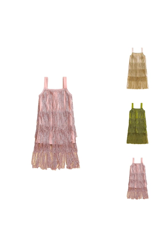 Fringe Accent Maxi Dress for Big Girls – Strapless Long Gown for Celebrations, Festive Formal Wear, Statement Piece Beyond Pink Dress for Girls Simplicity