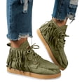 thumbnail image 1 of Fringe Ankle Boots for Women Suede Lace up Platform Winter Short Booties Casual Round Toe High Top Walking Shoes, 1 of 6