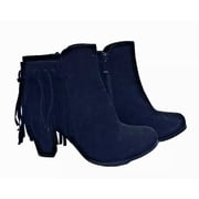 Fringe Ankle Boots with Block Heels Style
