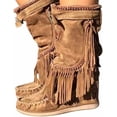 thumbnail image 1 of Fringe Cowboy Boots for Women's, Winter Faux Suede Ankle Boots Round Toe Warm Flat Dress Cowgirl Booties Vintage Mid Calf Riding Boots, 1 of 2