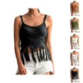 thumbnail image 1 of Fringe Crop Tank Tops for Women Summer Sleeveless Crochet Spaghetti Strap Beach Camisole, 1 of 8