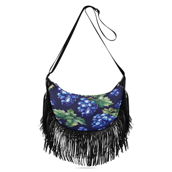 Fringe Crossbody Bag Women's Crossbody Handbags 13.39x6.69x3.62Inch Bank Card Bag Cash Bag Key Bag Go Shopping Fashion Blue Grape