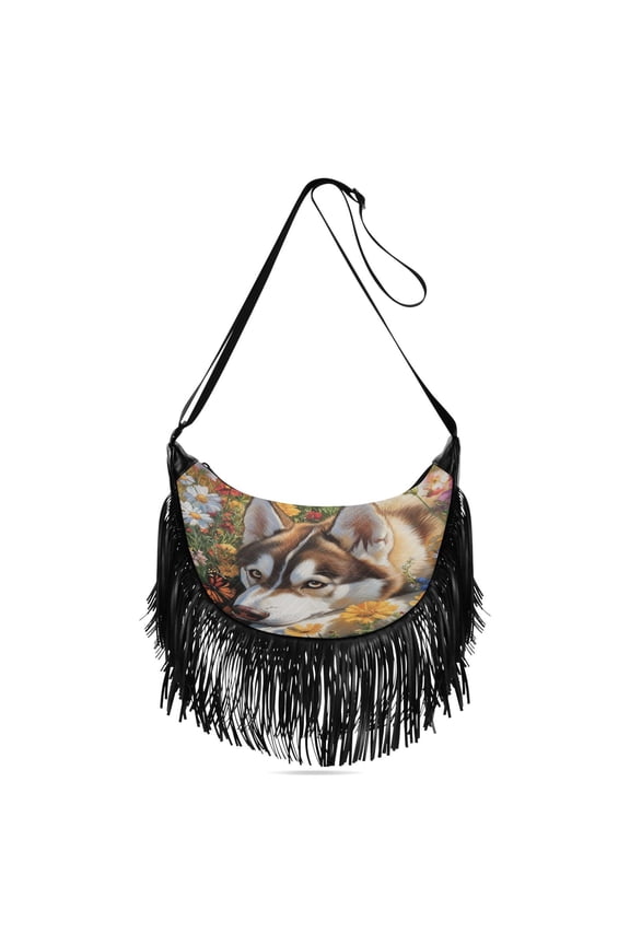 Fringe Crossbody Bag Women's Crossbody Handbags 13.39x6.69x3.62Inch Bank Card Bag Cash Bag Key Bag Go Shopping Fashion Garden Husky