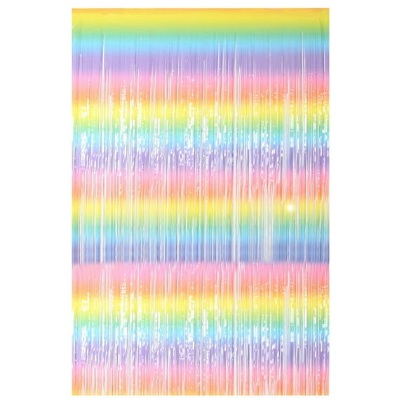 Fringe Curtain - Bright Color Macron Gradient Fancy Charming Pastel Rainbow Photo Backdrop Curtain Party Accessory for Party Photo Booths and Event Decorations