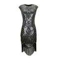 thumbnail image 1 of Fringe Deco Long Vintage 20s Themed Party Bridesmaid Dress Outfits Black/Silver, 1 of 2