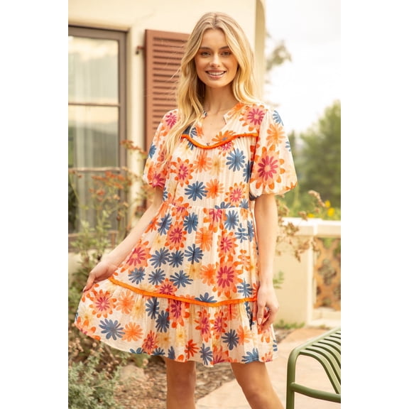 VOY Sundress, Floral Print Dress, Women's L