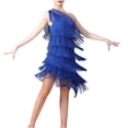 thumbnail image 1 of Fringe Dress Women Tassel Flapper Dress One Shoulder Dance Costume Dark Blue One Size, 1 of 2