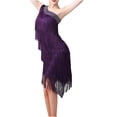 thumbnail image 1 of Fringe Dress Women Tassel Flapper Dress One Shoulder Dance Costume Purple One Size, 1 of 2
