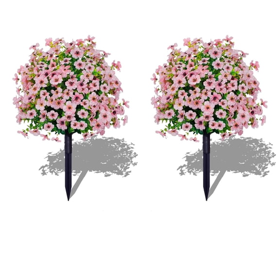 Fringe Edge Artificial Flowers 2 Pack for Outside with Stake Easy Setup for Front Door Entryway Walkway Border