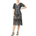 thumbnail image 1 of Fringe Flapper Girl Dress 1920S Gatsby Sequined Embellished Fringed Short Sleeve, 1 of 6
