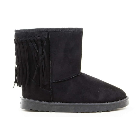 Fringe Furry Vegan Shearling Suede Fleece Women's Flat Boot - 10 / Brown
