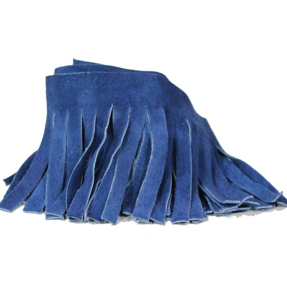 Fringe - Genuine Suede Leather Trim 4" - Three 24" Lengths (Blue)
