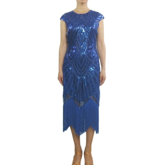 Fringe Halloween Jazz Era Charleston Flapper Girls Style Women Dresses Blue