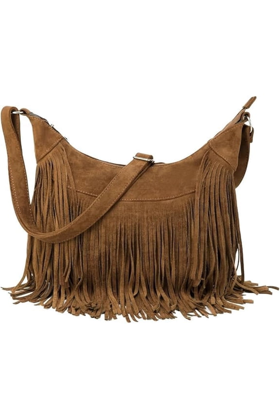 Fringe Hobo Bags for Women - Suede Tassel Hippie Crossbody Bag Western Purse Cowgirl Purses Tassel Bag