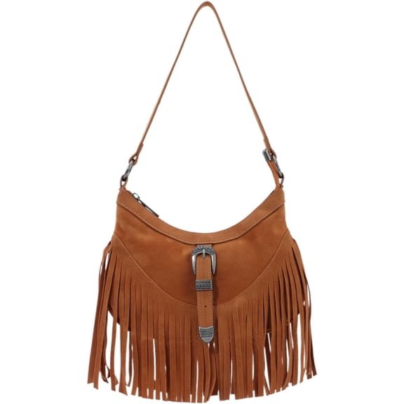 Fringe Hobo Purse for Women Tassel Shoulder Bag Vintage Suede Handbag Hippie Western Tassel Bag