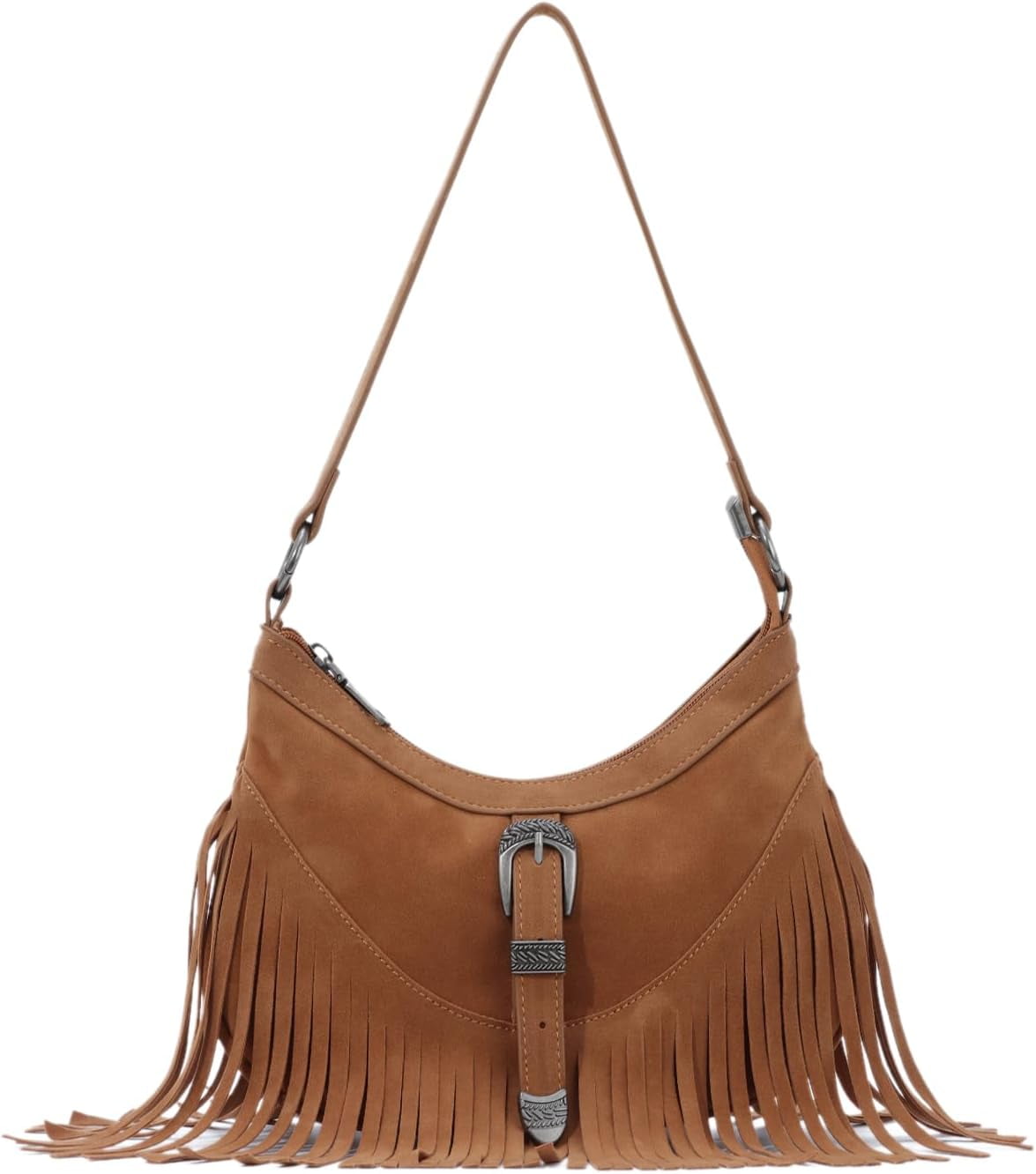 Fringe Hobo Purse for Women Tassel Shoulder Bag Vintage Suede Handbag Hippie Western Tassel Bag