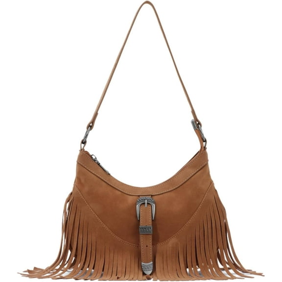Fringe Hobo Purse for Women Tassel Shoulder Bag Vintage Suede Handbag Hippie Western Tassel Bag