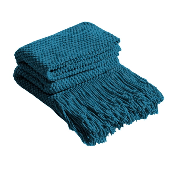 Fringe Knit Throw Blanket | 172x127cm (67.7x50in) Acrylic Sofa Blanket | Air Conditioner & Nap Blanket | Soft Breathable Cover | Khaki/Orange/White/Yellow/Gray/Blue/Pink Options