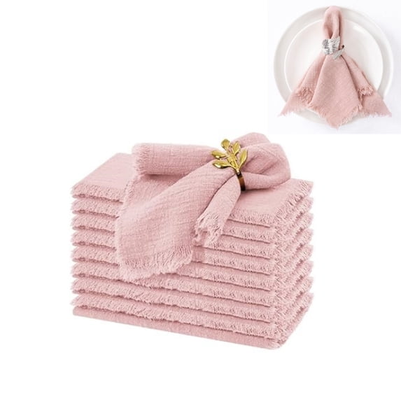 Fringe Linen Cloth Napkins,Portable Linen Napkins,16.5x16.5In Reusable Table Decorations for Home,QZS Washable Cotton Table Cloth for Party,6Pack