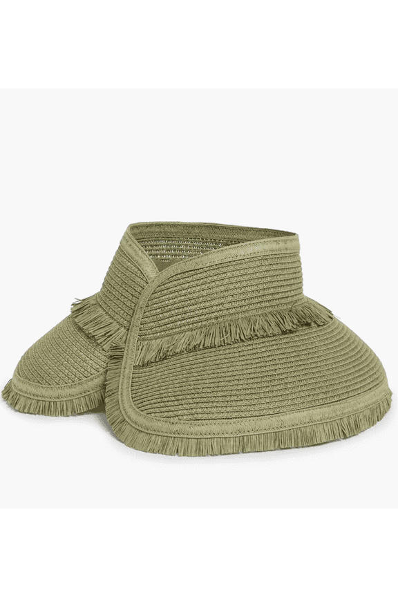 Fringe Packable Straw Visor Olive Green from Northstrom