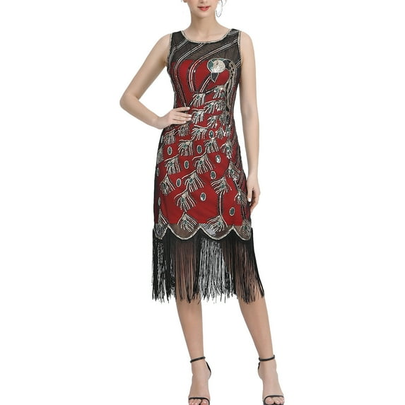 Fringe Sequin Deco Roaring 20 S Dresses 1920S Formal Dresses Cocktail Party Evening Wear