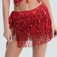 thumbnail image 1 of Fringe Sequin Mini Skirt for Women with Sparkly Belly Dance Performance Hip Scarf Wrap Tassel Performance Carnival Costume Red One Size, 1 of 4