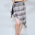 thumbnail image 1 of Fringe Sequin Skirts for Women Glitter Sparkly Mesh Front Midi Skirt for Night Club, 1 of 6
