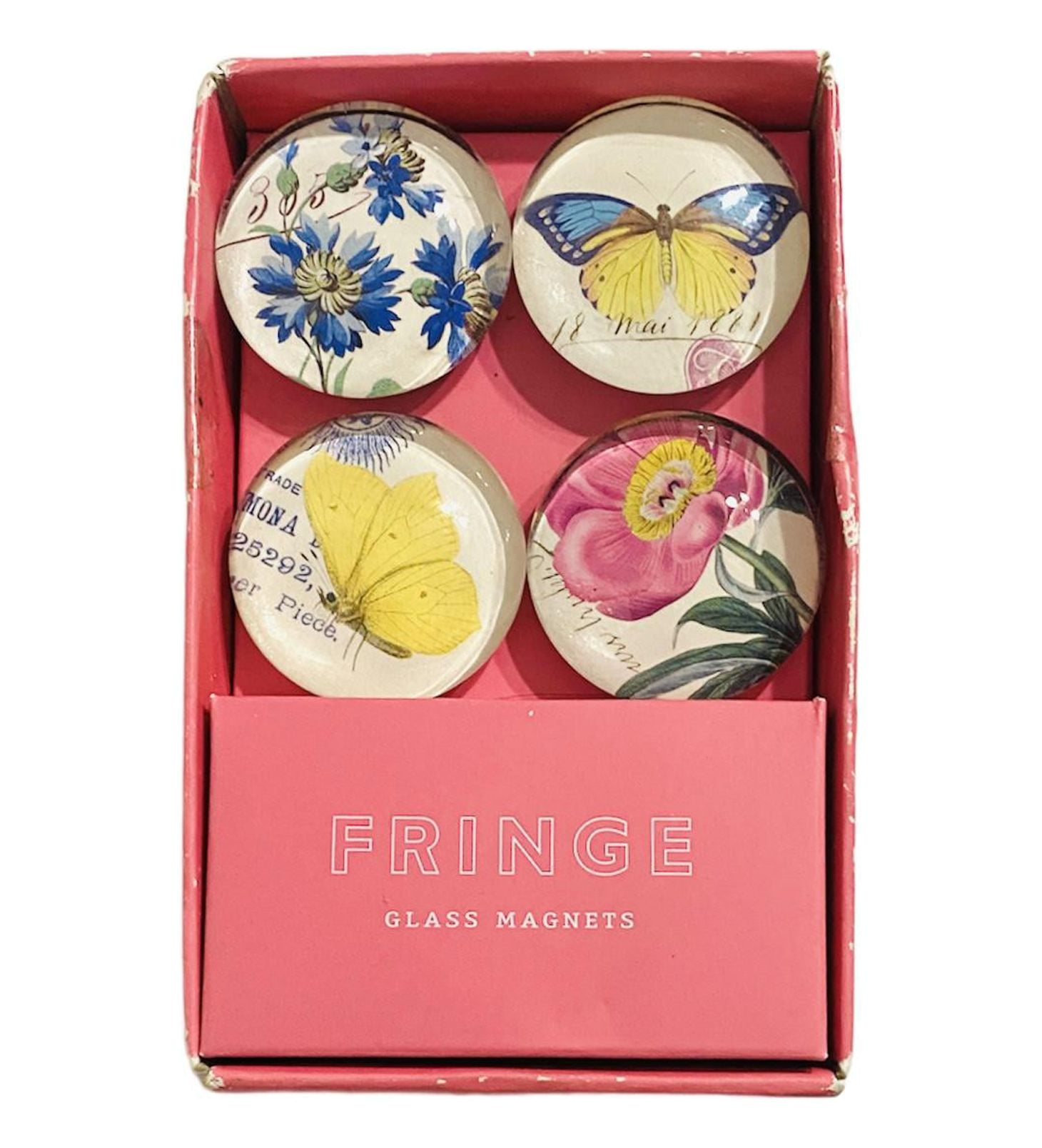 Fringe Studio Glass Butterfly Floral Set of 4