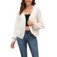 thumbnail image 1 of Fringe Tassel Open Front Sweater Cardi Long Sleeve Drop Shoulder Beige X-Large, 1 of 5