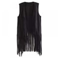 thumbnail image 1 of Fringe Vest Women Leather Suede Vest Tassels Vintage Winter Western Country Cowgirl Vest Cardigan Waistcoat Jacket, 1 of 5