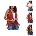 thumbnail image 1 of Fringe Vest Women Western Cowgirl 70s Hippie Sleeveless Open Front Casual Suede Rivets Tassel Jacket Outerwear, 1 of 6