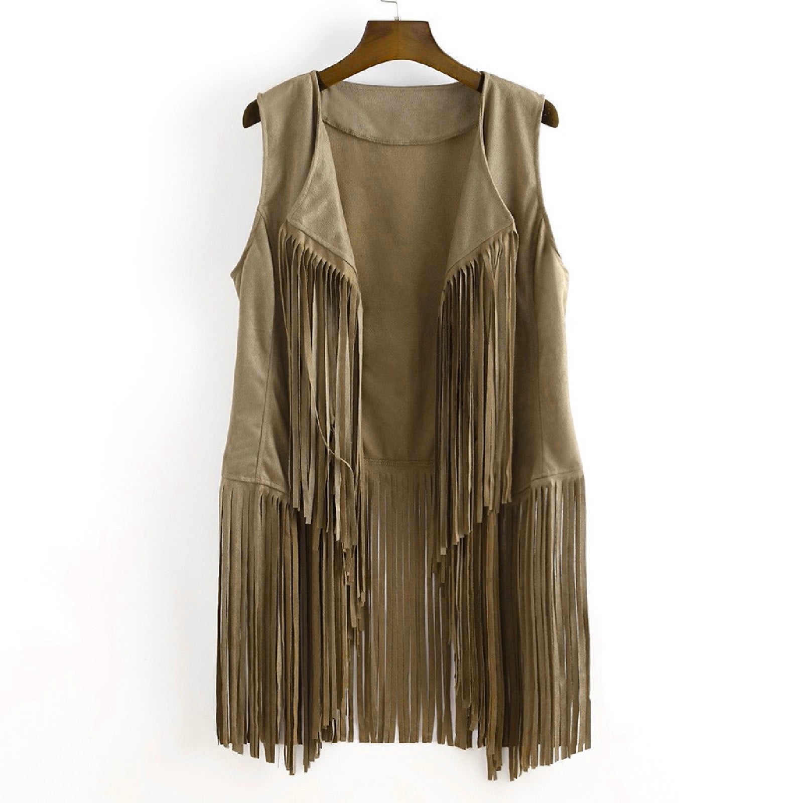 FRINGE VEST SET SUEDE JACKET ブラウンM Fringe Vest Women Leather Suede Vest Tassels Vintage Winter