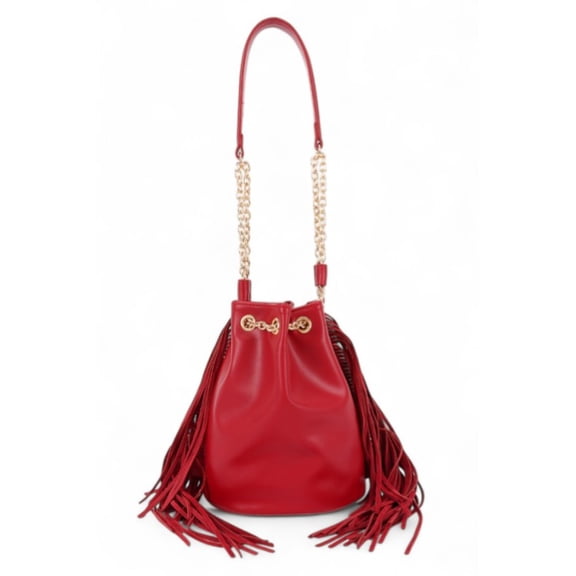 Fringed Accent Boho Bucket Bag