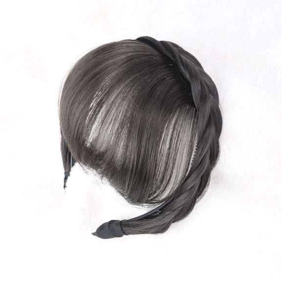Fringed Bangs Hair Wigs with Double Row Braided Headband for Women - Stylish Hair Extensions
