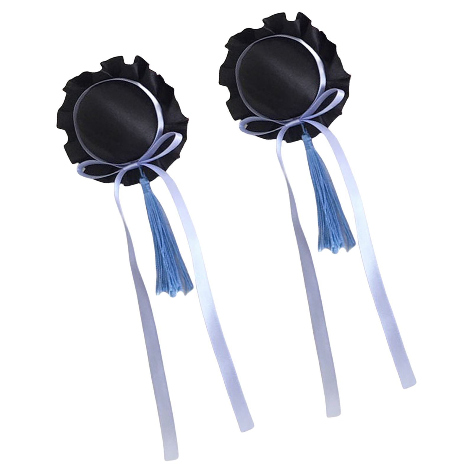 Fringed Bowknot Hair Buns Hair Clip for Women Cosplay Party Costume Clip Halloween Headwear Roleplaying Maid Headpiece