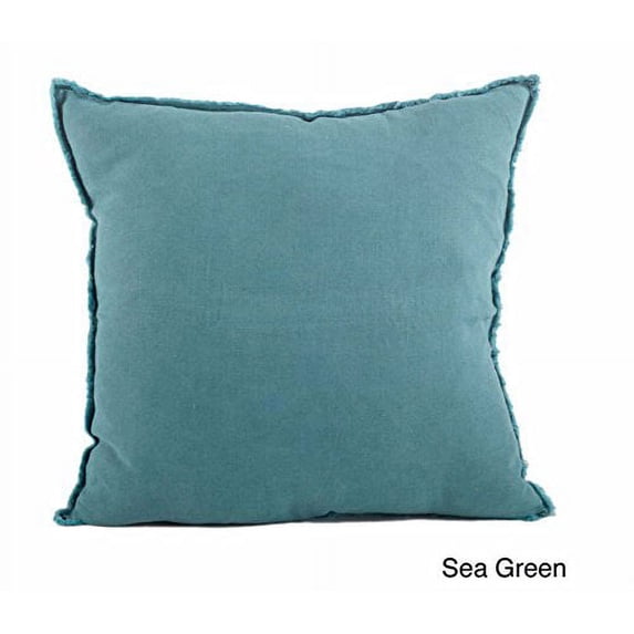 Fringed Design Down FIlled Linen 20-Inch Throw Pillow (Sea Green)